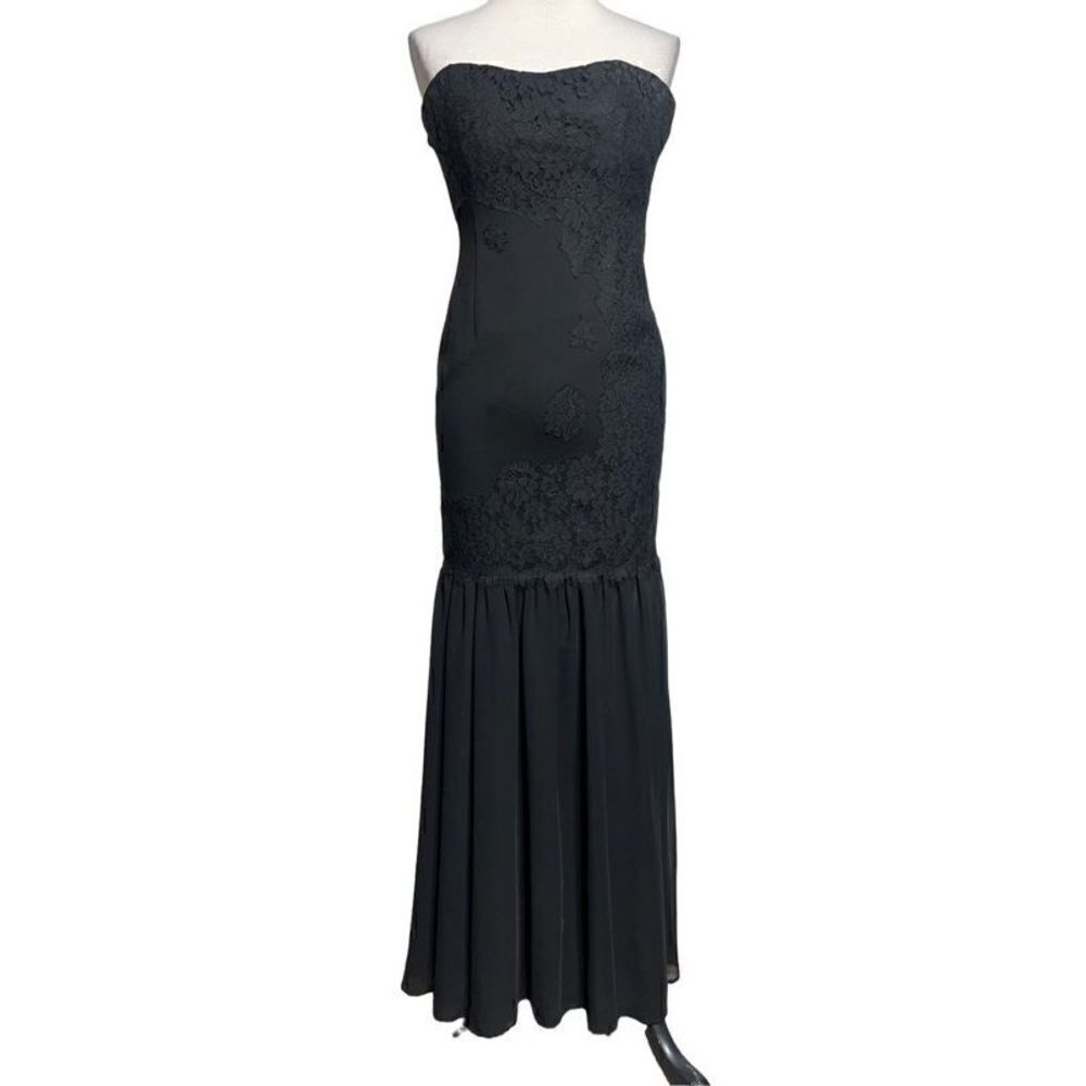 Aiden Mattox Strapless Black Lace Formal Dress Evening Gown Size 4